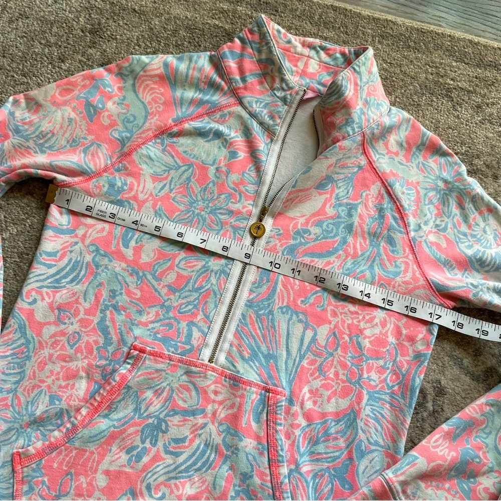 Lilly Pulitzer Skipper Popover Quarter Zip Up Sweatshirt Sun Siren Summer Ray - Picture 8 of 9
